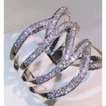 Boutique Iced Multi Layer Simulated Diamond Adjustable Ring | 925 Sterling Silver Photo 4