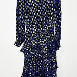 Saloni Womens Isa Ruffle Dress Knee Length Silk Velvet Polka Dots Black Size 0 Photo 1
