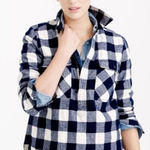 J. Crew Blue Buffalo Plaid Flannel Wool Blend Half Zip Popover Shirt Jacket‎ XS Photo 0