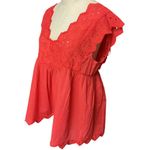 Lucky Brand  Poppy Red Eyelet Sleeveless‎ Summer Babydoll Top Blouse Size S NEW Photo 4