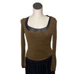 Free People NWOT Intimately  Double Take Long Sleeve Top Olive Green Black Photo 1
