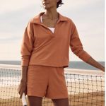 Athleta  Sweatshirt Women MEDIUM NWT Orange Sunbaked Clay Retroterry Polo Photo 2