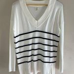 River Island IN OTHER WORDS Oversized V-Neck Striped Long-Sleeve Knit Tunic Photo 0