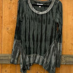 Knox Rose Knox‎ Rose Womens Shark Bite Top Size Small Long Sleeve Green Tie dyed Grunge Photo 0