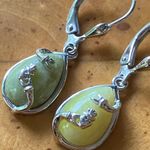 Natural Connemara Marble Sterling Silver Claddagh Earrings Photo 1