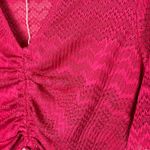 Lovers + Friends Pink Semi sheer Cinch Front Crop V-Neck Shirt Size Small Photo 5