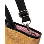 Bath & Body Works Straw Tote Bag Black Handles Bow Removable Strap Summer Travel Photo 3