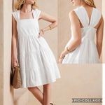 Banana Republic NWT Poplin Mini Tiered Dress V back in white size medium Photo 1