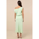 Lulus Casual Enchantment Mint Green Linen Off-the-Shoulder Midi Dress Photo 3