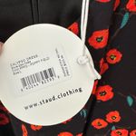 STAUD NEW! Calypso Poppy Cut Out Black Red Midi Floral Print Dress Size L Photo 11