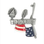 Danecraft American Flag, Bat, Hot Dog and Pie Pin, Silver Photo 4