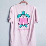 Simply Southern  Cheerleading Turtle Pink Short Sleeve Tee Photo 0