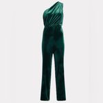 EXPRESS Emerald Green Velvet One Shoulder Jumpsuit Photo 2