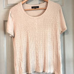 Evan Picone  Cream Cable Knit Rayon Nylon XL Scoop Neck Short Sleeve Sweater Top Photo 0