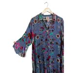 Johnny Was 3/4 Sleeve Floral Burnout Flounce Midi Dress Velvet Silk Dress XL Photo 2