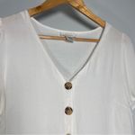 Urban Romantics White Button Up Short Sleeve Blouse Top Minimal Coastal Grandma Cottagecore Chic Photo 1