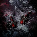 Spider Design With Red‎ Faux Zircon Inlaid Dangle Earrings Retro Goth Style Photo 2