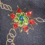 Jessica Roberts Vintage 80s/90s Embellished Floral Sweater Long Sleeve Women's Black Size M Photo 6