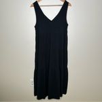 Quince 100% Organic Cotton Gauze Tiered Maxi Dress Black Small Photo 11