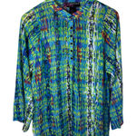 Peck & Peck  Women's Skull Print‎ Sheer Blouse Top Button Down Long Sleeve Large Photo 0