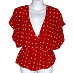 Petticoat Alley 100% Silk Cherry Red Lock Print Blouse Photo 0
