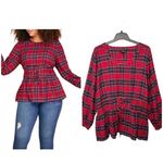 Lane Bryant Plaid Flannel Corset Tie Smocked Long Sleeve Red 26 Photo 12