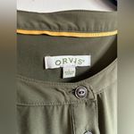 Orvis  Women’s L Army Green Button Down Utility Drawstring Waist Short Dress Photo 3