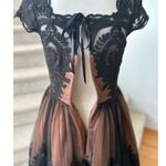 Custom Vintage Inspired Brown & Black Lace Fit & Flare Cocktail Gown Photo 3