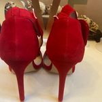 Delevenin RED STILETTO HEELS WITH ANKLE STRAP WITH BOW SIZE 8 Photo 4