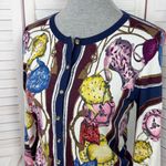 Talbots Tea Party Print Button Up Cardigan Sweater Blue Multi XS Photo 5