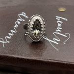 Vintage Oversized Marquise Rhinestone Statement Ring Silver Tone Size 8 Gray Photo 7