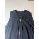 The Kooples M Women's Zip Front Sleevless Top Silk Front Jersey Back Deep Navy Photo 3