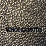 Vince Camuto Luck Tote Vegan Leather in Black with Gray Block Stripe on Front Photo 5