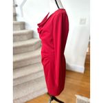 Kay Unger  Red Drape Cowl Neck Draped Sheath Cocktail Dress Photo 2