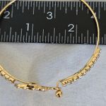 Gold Bangle Bracelet Quartefoil Flower Clover with Cubic Zirconia Photo 9