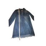 Wet Seal Wet‎ Seal Denim Dress XS Long Sleeve Lace Up Fringe Hem Casual Shirt Dress Photo 2