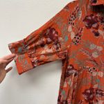 Natural Life  Rebecca Tiered Shirt Dress Rust Floral Midi Dress Size M Photo 3