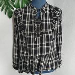 Westport  Black  White Plaid Flowy Ruffle Top Photo 0
