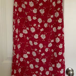 Christopher & Banks Vintage  women’s red tan floral polyester‎ zip maxi skirt 6 Photo 0