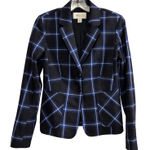 Nordstrom Signature Women's Plaid Blazer Jacket Wool Blend Blue Black Size 4 Photo 0