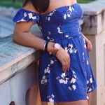 Impressions Blue Floral Off The Shoulder Romper Photo 0