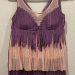 Anthropologie FREELANCE Fringe Purple Cream Mini Dress Photo 0