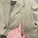 ZARA  Women Cropped Linen Blend Blazer Jacket S Neutral Khaki Minimalist Business Photo 7