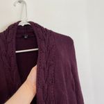 Talbots Plum Dark Purple Chunky Cable Knit Open Viscose Cotton Cardigan Sweater Photo 4