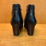 Antonio Melani Designer Black Leather Wood Heel Booties w/ Buckle Detail size 38 Photo 5