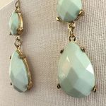 Sea green and gold teardrop drop earrings Photo 3