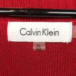 Calvin Klein Women’s Cowl Neck Asymmetric Handkerchief Hem Red Black Sweater Photo 6