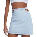 We Wore What  Denim Mini Skirt NWT Size Small Revolve Mini Jean Skirt with Cut-Out Photo 0