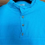 Cottonseeds 3 Button Pullover Top Bright Blue Size Small Coastal Lagenlook Photo 5