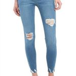 Free People New! Distressed Cropped Skinny Blue Jeans Size 27 Mid-Rise Stretchy Photo 4
